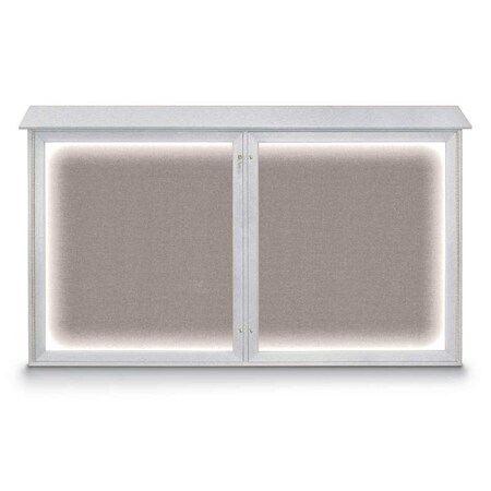 United Visual Products Single Door Enclosed Radius EZ Tack Board, 18"x24", Gold/Grey UV7000EZ-GREY-GOLD